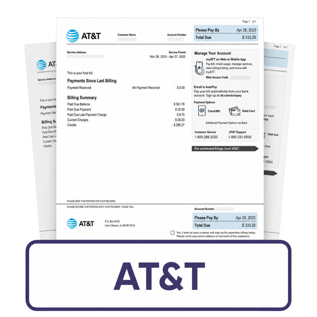 Sample AT&T bill