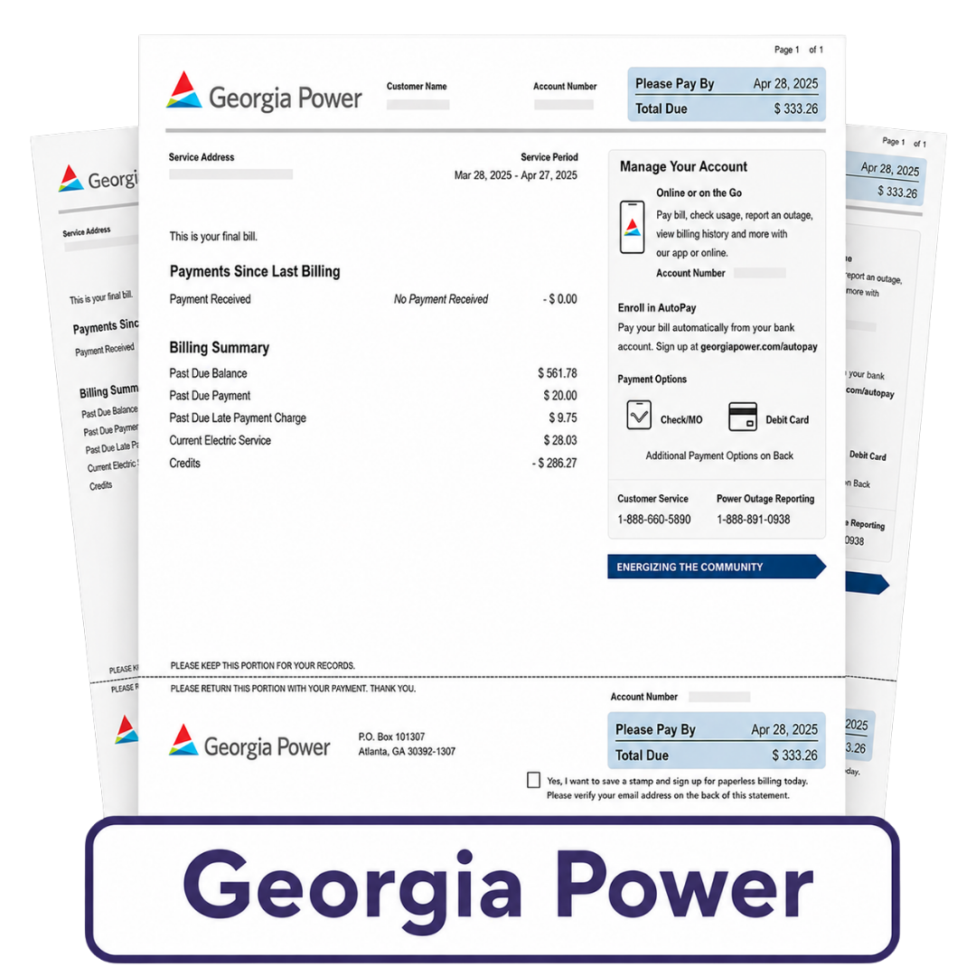Sample Georgia Power bill